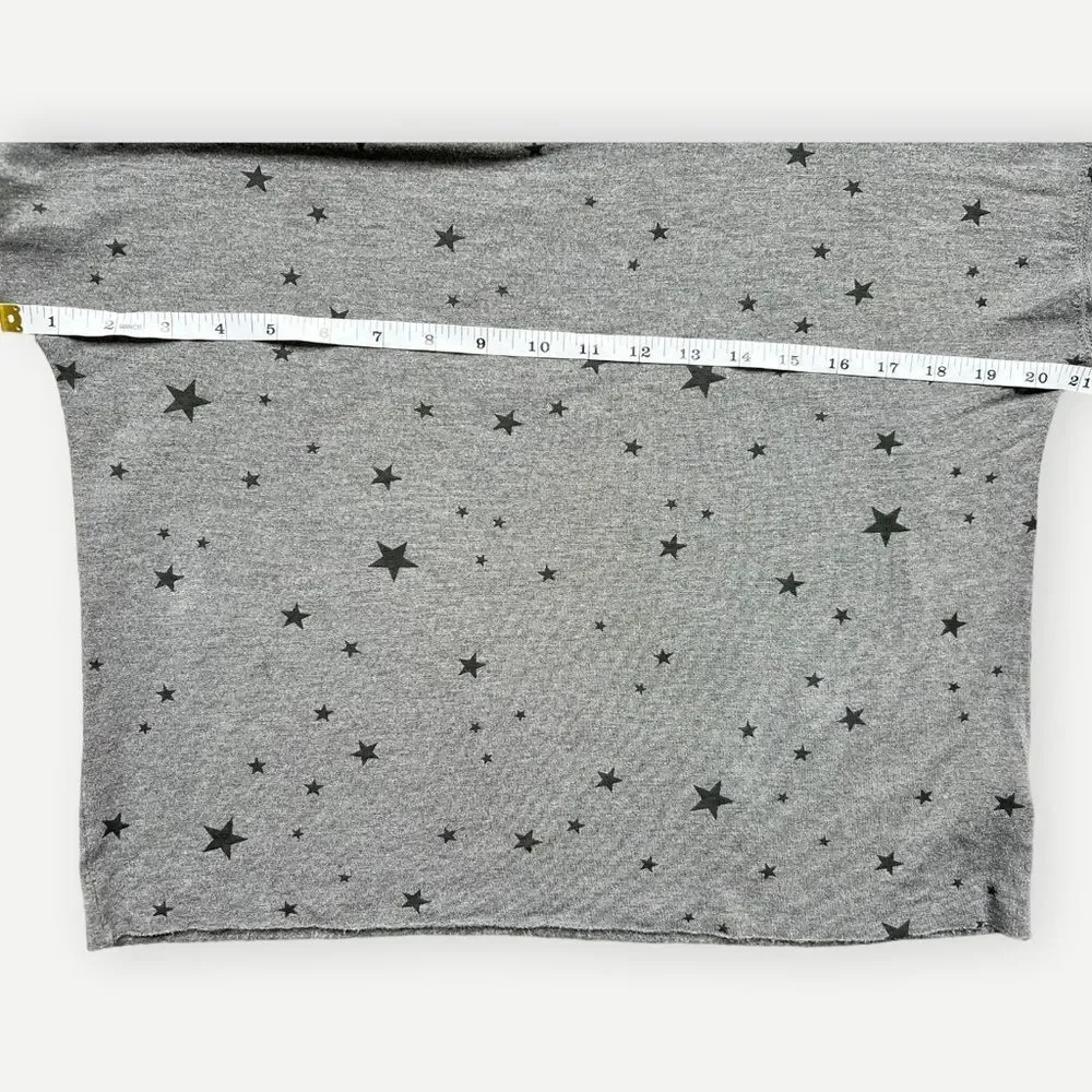 Thread & Supply Aliza Dark Gray Star Print Relaxed Fit Pullover Sweatshirt. XS.